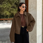 Damen Kurze Wolljacke im modernen Oversized-Stil R&B