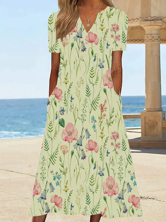 Damen Blumengemusterte Sommerkleid mit Taschen R&B