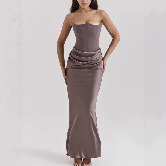 Damen nan trägerloses Korsagen-Abendkleid mit konturierter Miederkonstruktion und eleganter Hüftdrapierung R&B