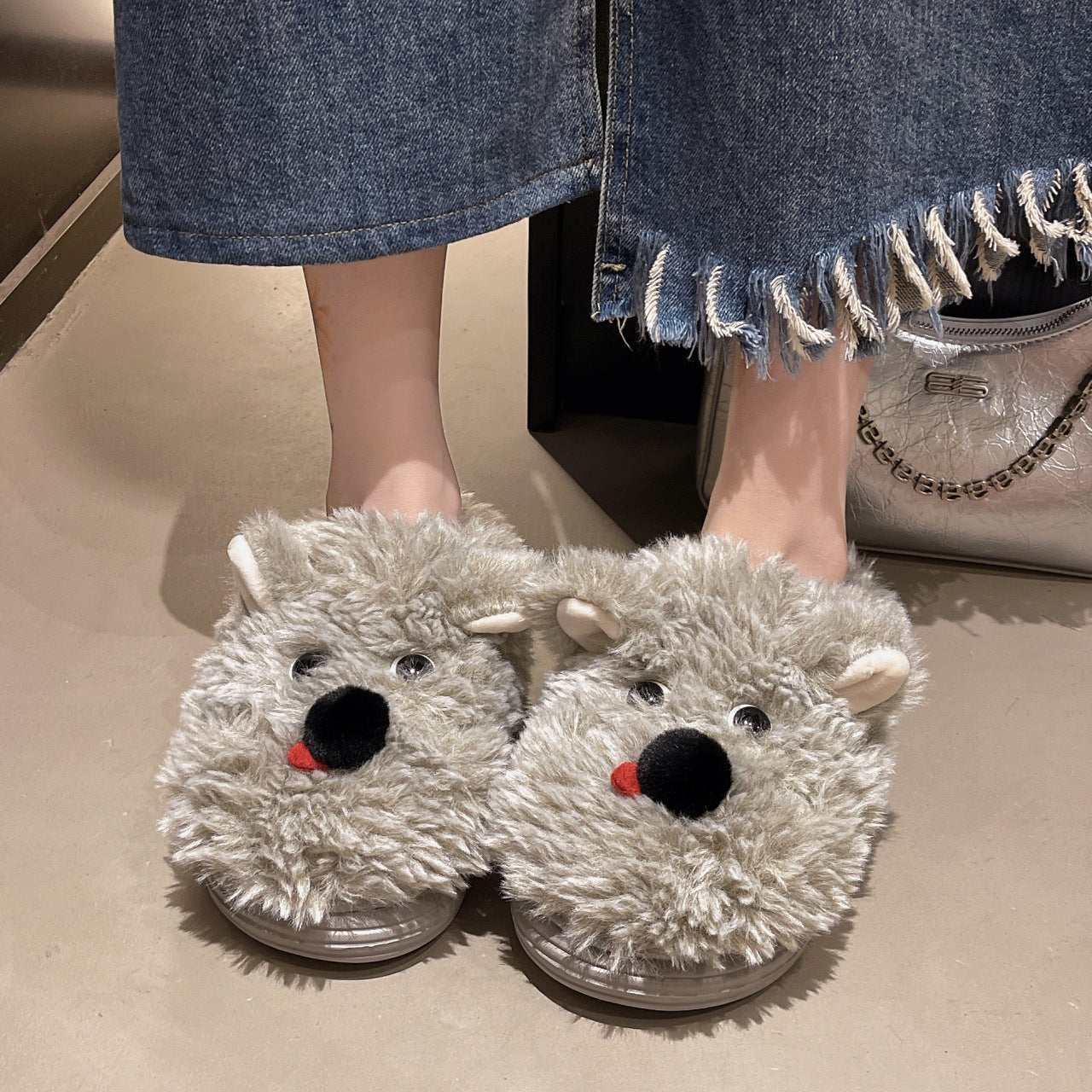 Damen Flauschige Hausschuhe mit süßem Tiermotiv EB