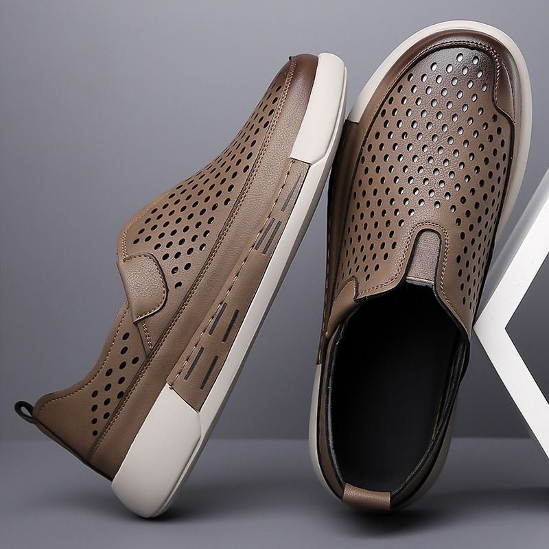 Damen Atmungsaktive Slip-On Sneakers aus perforiertem Leder R&B