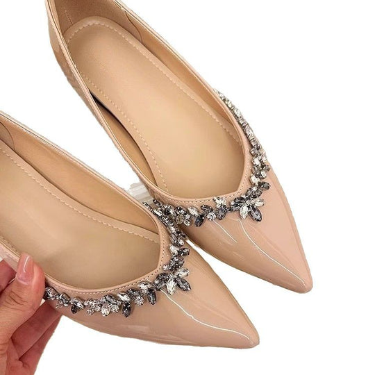 Damen elegante Ballerinas mit funkelnden Strass-Details R&B