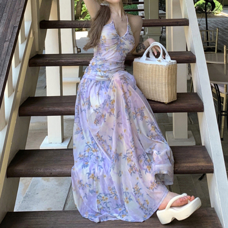 Damen Maxikleid mit floralem Design und eleganter Trägeroptik R&B
