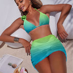 Damen Bikini-Set mit verstellbaren Trägern und rüschenförmigem Rock R&B
