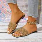 Damen Glitzernde Slides mit Perlenbesatz und luxuriösem Design R&B