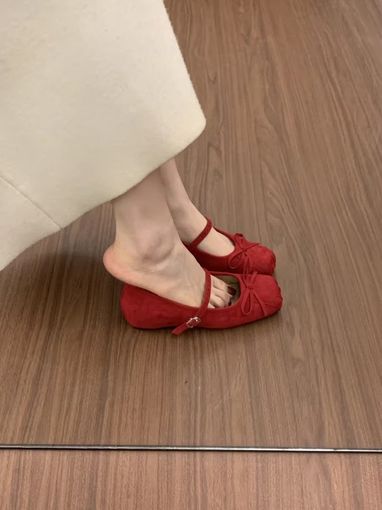 Damen elegante Ballerinas mit dekorativen Schleifen und komfortablem Riemchen R&B