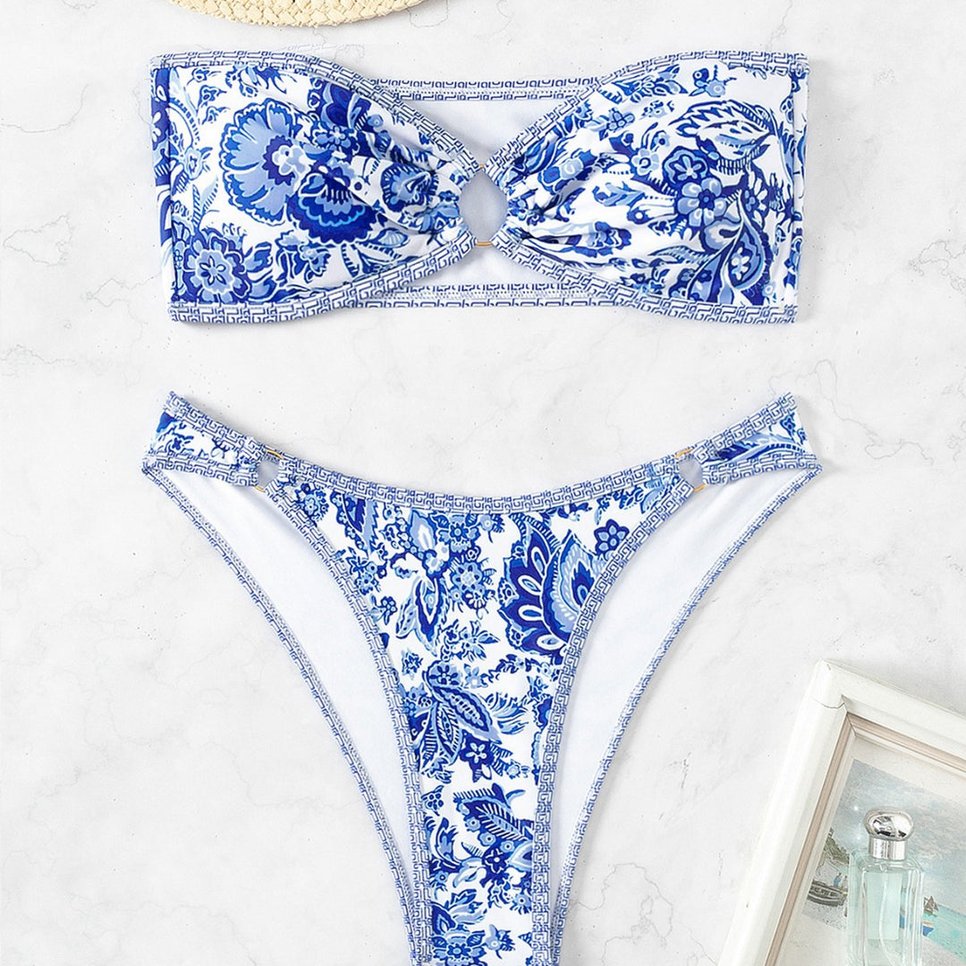 Damen Bandeau Badeanzug Set R&B