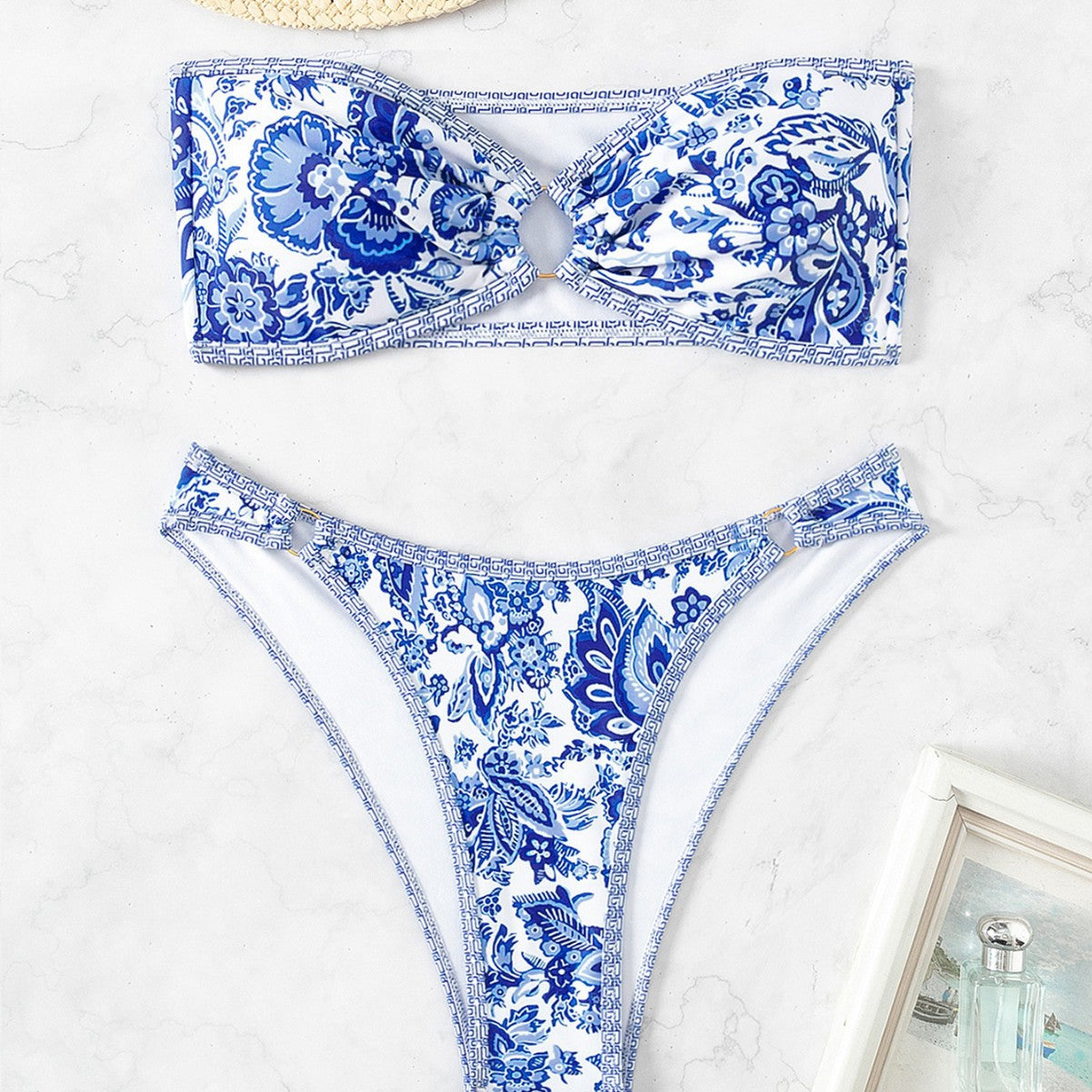 Damen Bandeau Badeanzug Set R&B