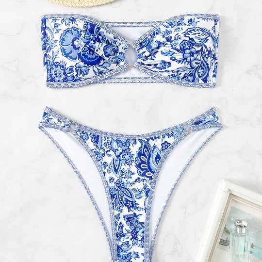 Damen Bandeau Badeanzug Set R&B
