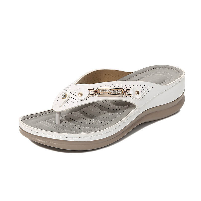 Damen trendige Wedge-Sandalen mit modischem Zierband und atmungsaktiver Fußbettung R&B