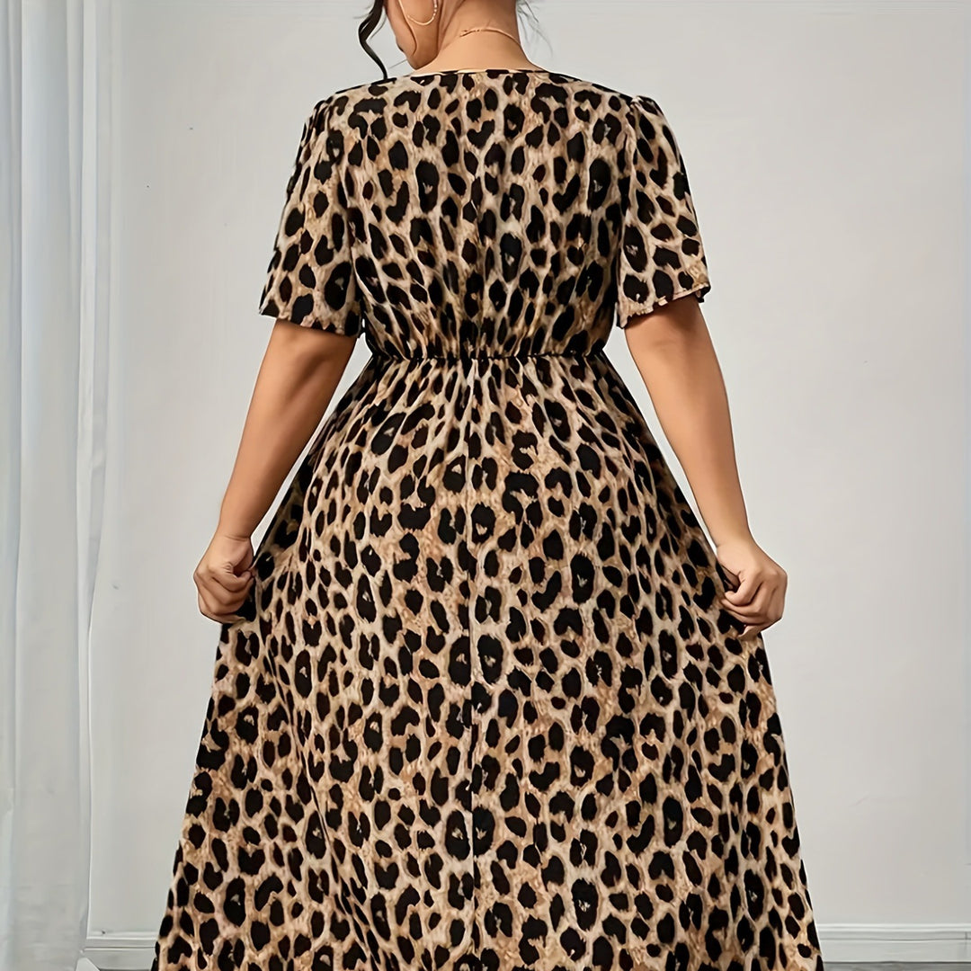 Damen Maxikleid mit raffiniertem Knotendesign und modernem Tiermuster R&B