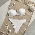 Damen Bandeau-Bikini mit floralem Häkelmuster R&B