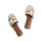 Damen Elegante Slides mit luxuriösem goldenen Akzent und bequemem Fußbett R&B