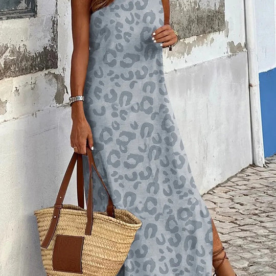 Damen Maxikleid mit elegantem Leopardenmuster R&B