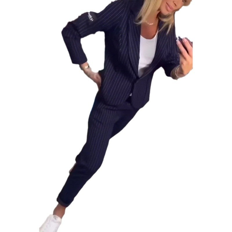 Damen Elegantes business-casual Anzug-Set mit feinen Streifen und modernem Schnitt R&B
