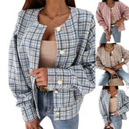 Damen Karierte Bouclé-Jacke R&B