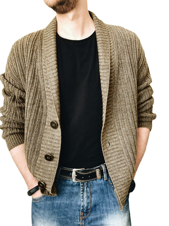 Herren Strickjacke mit modischem Schalkragen und praktischen Knöpfen R&B