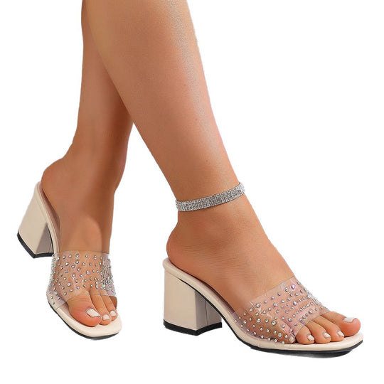 Damen Sandalen mit transparentem Riemchen und funkelnden Strass-Akzenten R&B