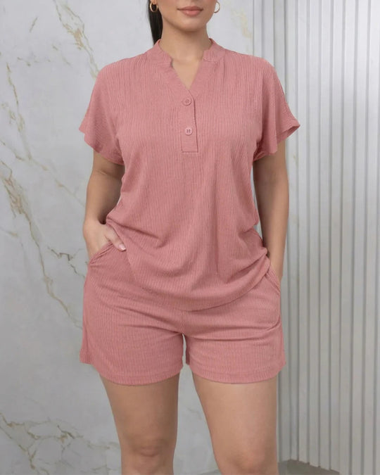 Damen Freizeit-Jumpsuit mit Knopfleiste und seitlichen Taschen R&B