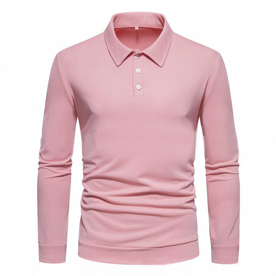 Herren Langarm Polohemd aus atmungsaktivem Stoff mit modernen Knopfdetails R&B