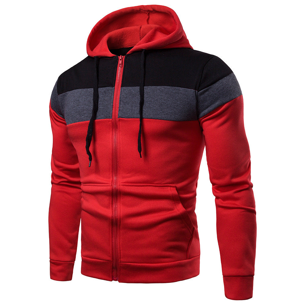 Herren sportliche Kapuzenjacke mit Farbblockdesign R&B