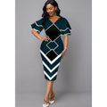 Damen Figurbetontes Kleid mit einzigartigem geometrischem Design R&B