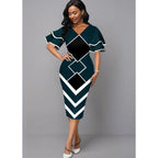 Damen Figurbetontes Kleid mit einzigartigem geometrischem Design R&B