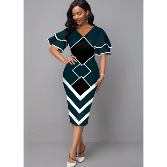 Damen Figurbetontes Kleid mit einzigartigem geometrischem Design R&B