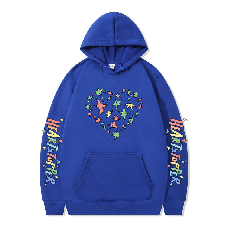 Damen Kapuzenpullover mit kreativem Herz- und Blattmotiv R&B