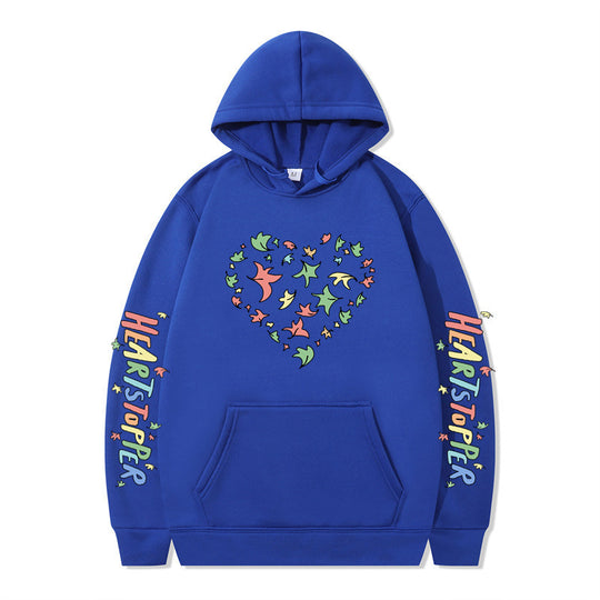Damen Kapuzenpullover mit kreativem Herz- und Blattmotiv R&B