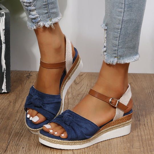 Damen Wedge-Sandalen mit raffiniertem Knoten-Detail und komfortablem Fußbett R&B