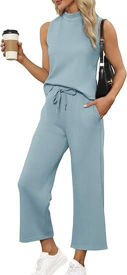 Damen Jumpsuit mit hochgeschlossenem Design und weitem Bein R&B