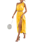 Damen Maxikleid mit asymmetrischem Schnitt und seitlichem Schlitz R&B