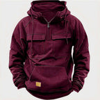 Herren Utility Hoodie mit aufgesetzten Taschen und halbem Reißverschluss