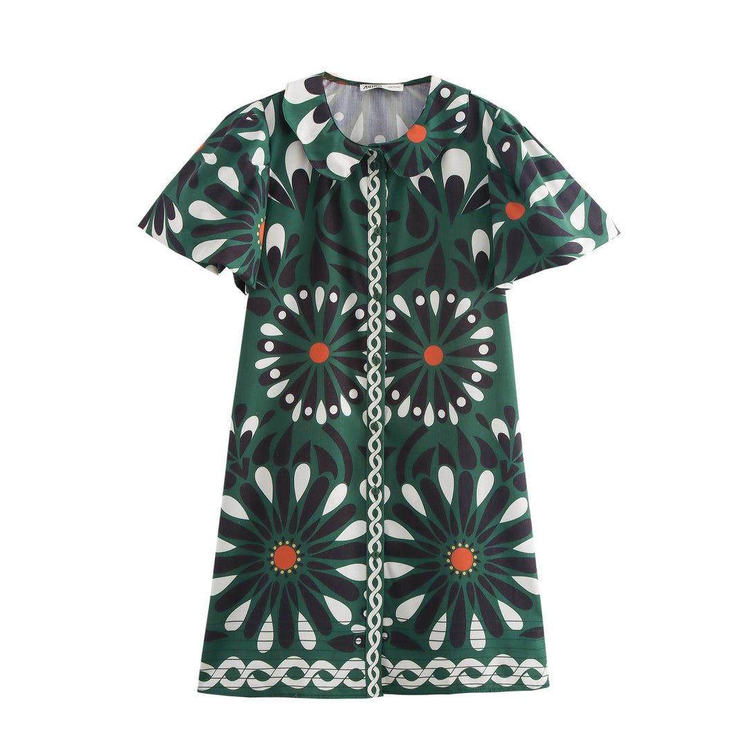 Damen Kleid mit floralem Muster und Kragen R&B