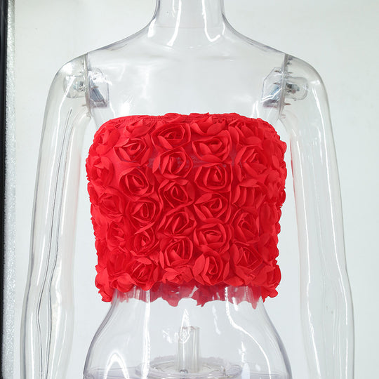 Damen Oberteil mit 3D-Rosenmuster R&B