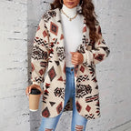 Damen Plüschjacke mit Ethno-Muster R&B