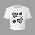 Damen Crop-T-Shirt mit kreativem Herzmotiv und motivierendem Schriftzug R&B