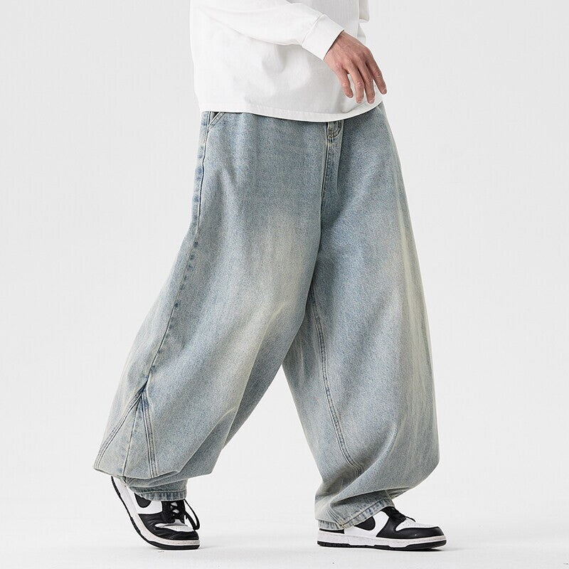 Herren nan extraweite Baggy-Jeans mit tiefem Schritt, relaxed Low-Crotch Schnitt und weitem Saum R&B
