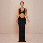 Damen elegantes Bodysuit mit Kreuz-Trageoption und seitlichem Schnitt R&B
