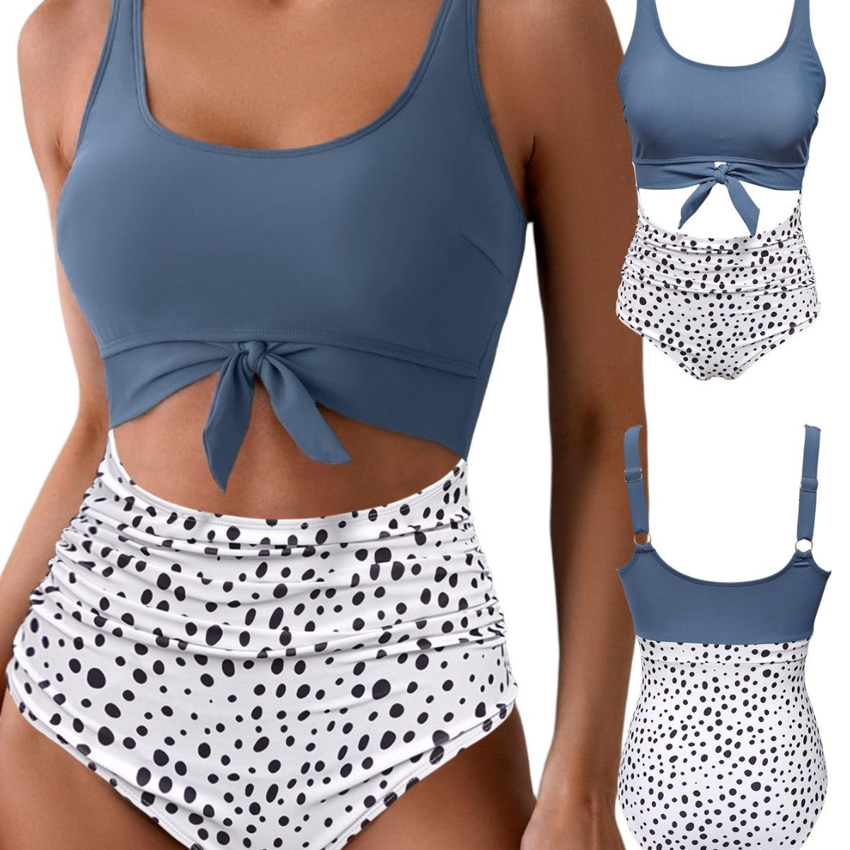 Damen Bikiniset mit Hoher Taille und Raffungen R&B