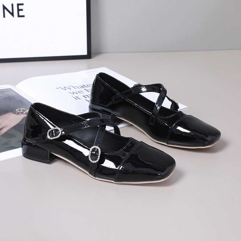 Damen Elegante Flachschuhe mit schimmerndem Obermaterial und verstellbaren Riemen R&B