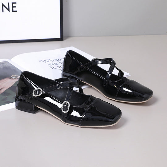 Damen Elegante Flachschuhe mit schimmerndem Obermaterial und verstellbaren Riemen R&B