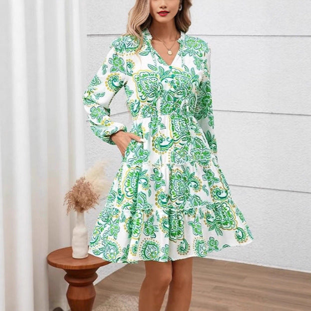 Damen Freizeitkleid mit Rüschendetails und floralem Muster R&B