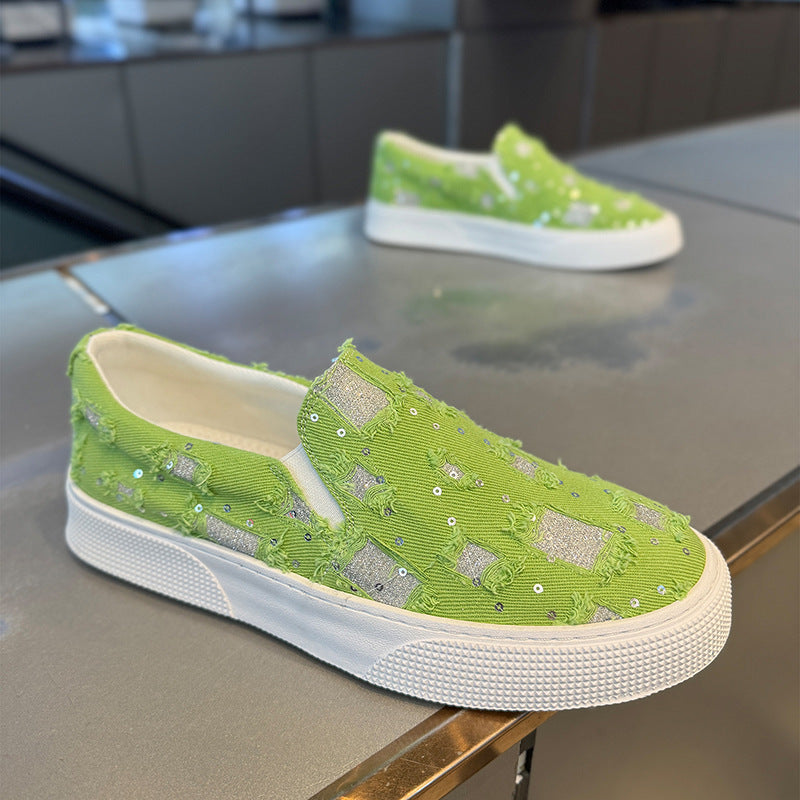 Damen Elegante Slip-On Sneakers mit glitzernden Details R&B