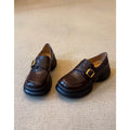 Damen elegante Loafers mit klobigem Absatz und dekorativem Schnallenakzent