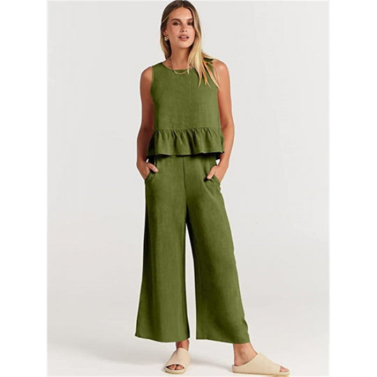 Damen lässiger Jumpsuit mit voluminösem Oberteil und seitlichen Taschen R&B