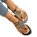 Damen Glitzernde Zehentrenner-Sandalen mit dekorativem Strass-Ausschnitt R&B