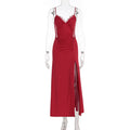 Damen Maxikleid mit raffiniertem Schlitz und verführerischen Spitzenakzenten R&B