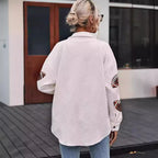 Damen Oversized Jacke mit Football-Design und praktischen Taschen R&B